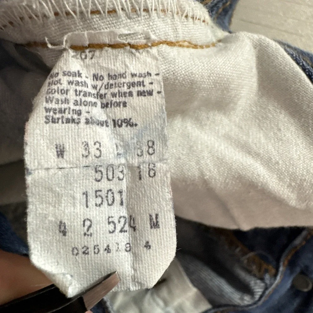 Vintage 70's Levis 501xx 1501 0117 Red Line Selvedge Jeans Sz 33x38‎ (32x34) USA